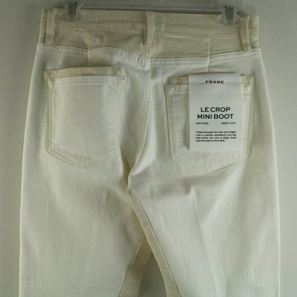 Frame Le Crop Mid Rise Mini Boot Cut Two Tone Ivory Beige Denim Jeans 27 NWT - Picture 6 of 8